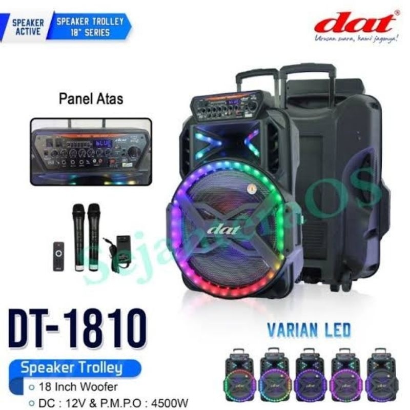 Dat Speaker 18 inch Portable 2 Mic Trolley 18 Dt1810 speaker