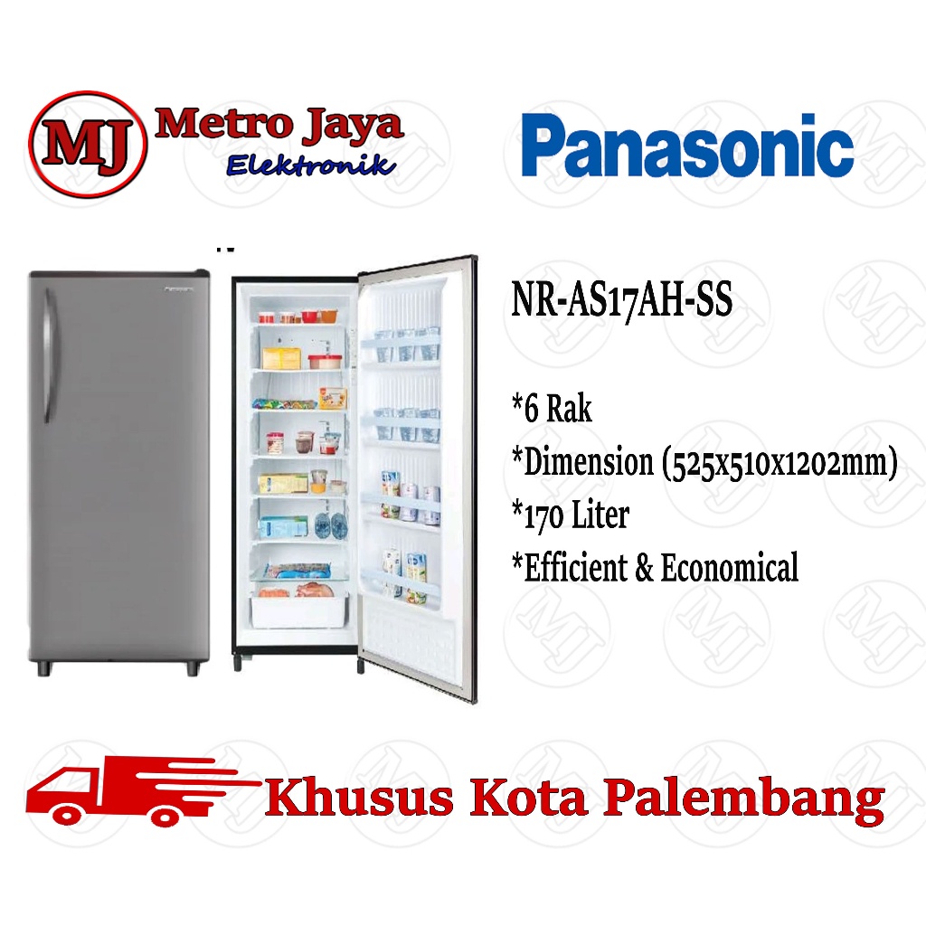 FREEZER Panasonic 6 rak NR-AS17AH-SS Freezer Tegak 6 rak 17AAHSS