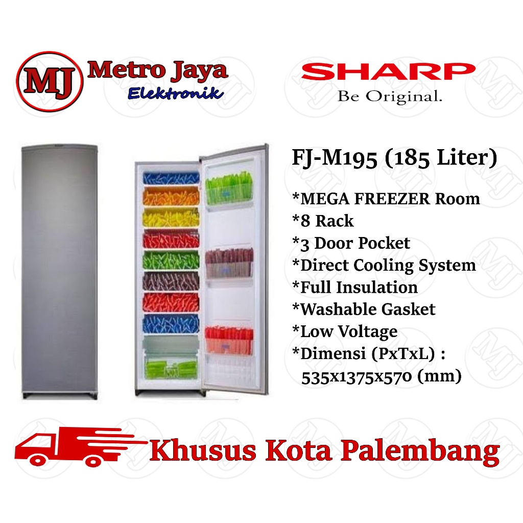 Freezer Sharp 8 rak FJ-M195 Freezer tegak FJM 195 freezer 8 rak