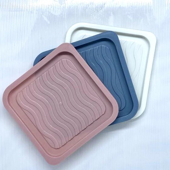 {Kotak} Kotak Penyimpanan Makanan Kulkas Plastik Dapur Sayuran Cemilan Wadah - Wavy, Biru