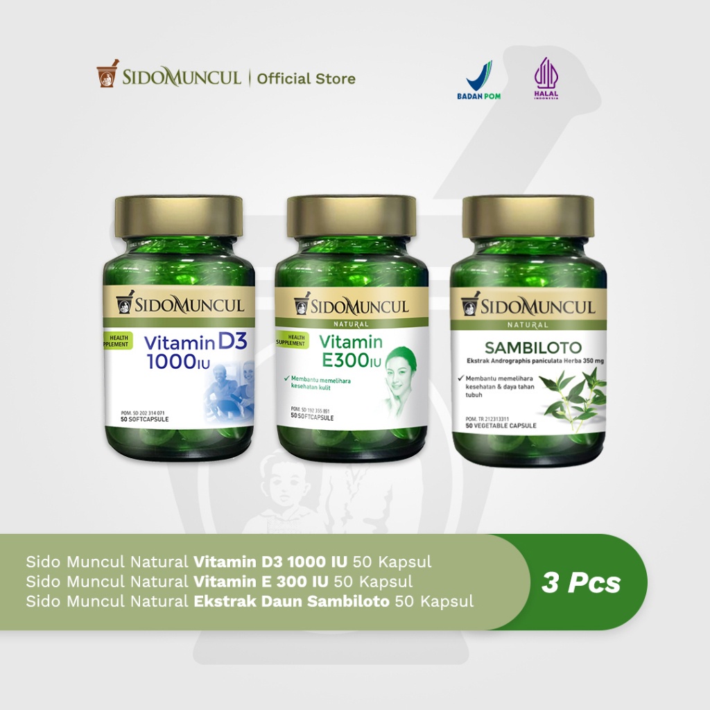 Sido Muncul Natural Vitamin D3 1000 IU + Vitamin E 300 IU + Sambiloto