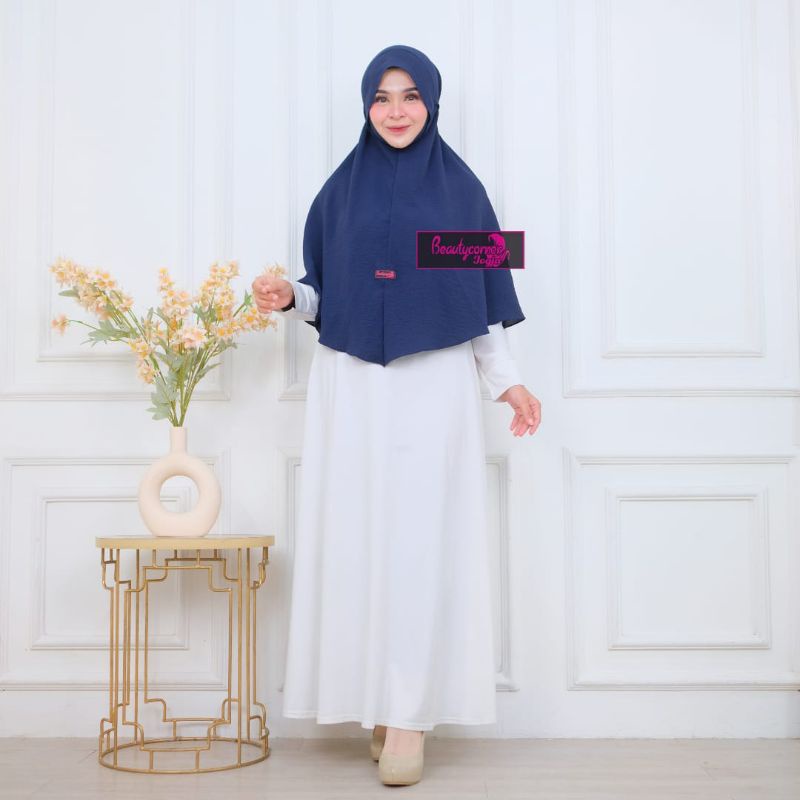 Khimar Bergo Crinkle Dagu Syar'i / Kerudung Jumbo L/ Jilbab Instan Dagu Syari L/ Khimar Bergo Crinkl