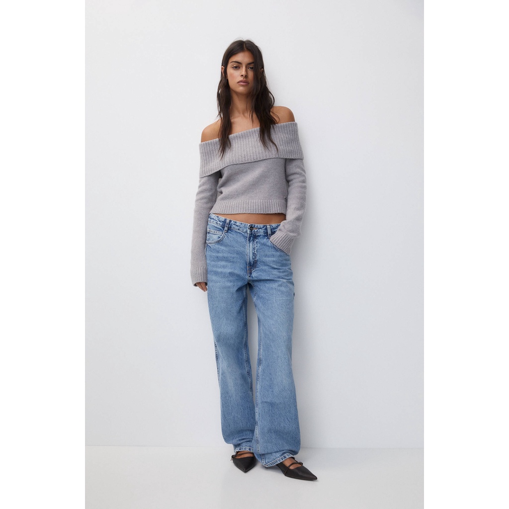 Pull&Bear Jeans gaya tukang kayu setengah pinggang