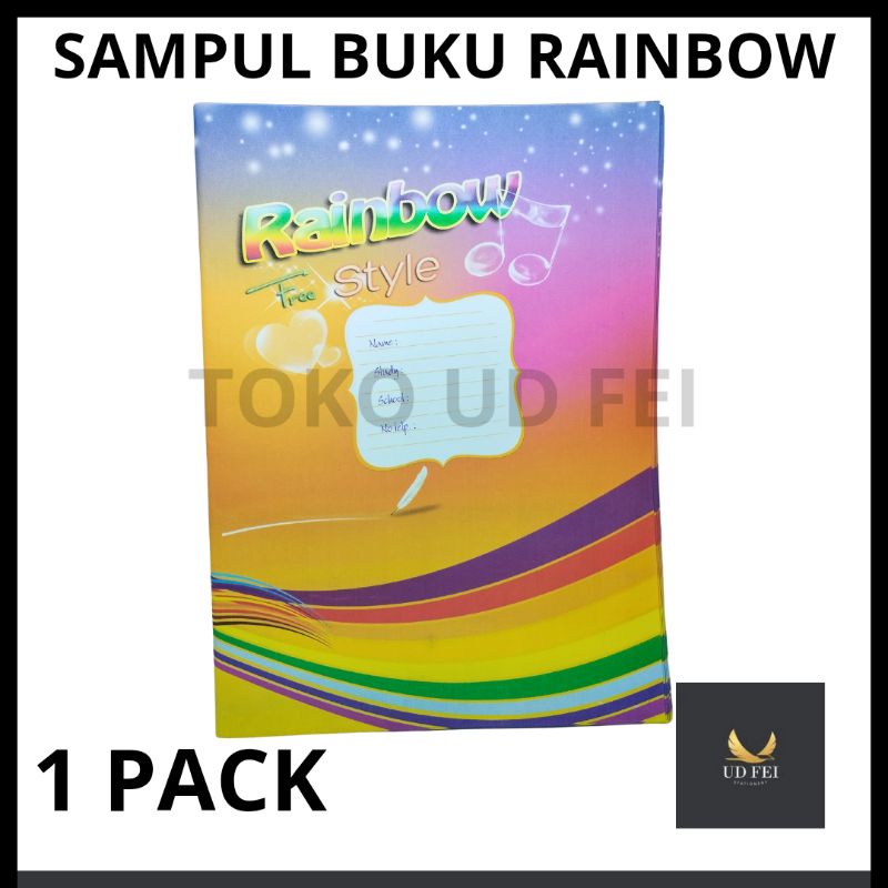 

(1 PACK) Sampul buku rainbow/Sampul buku kertas/ Sampul buku motif rainbow