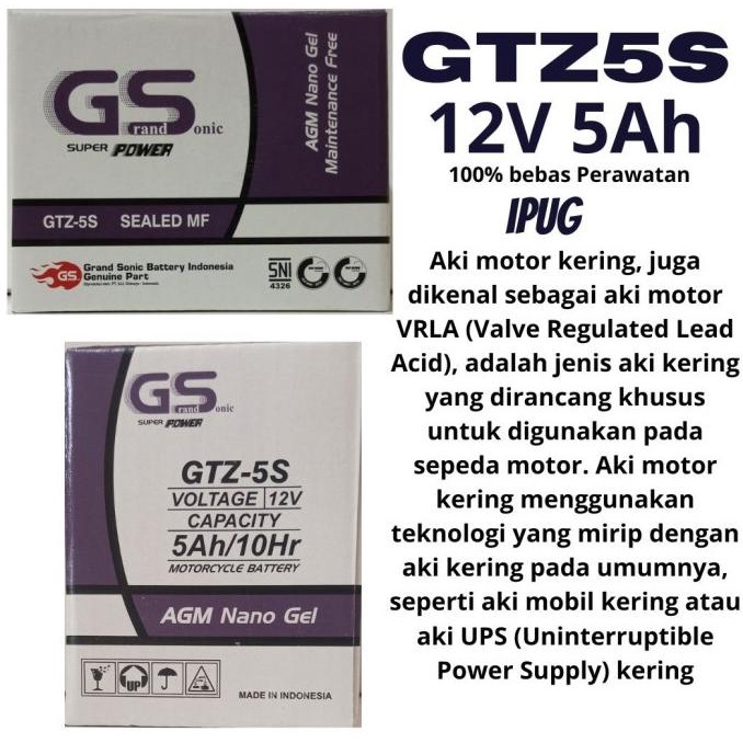 Aki Motor Beat Karbu Original Gs Kering Siap Pakai Amper 5