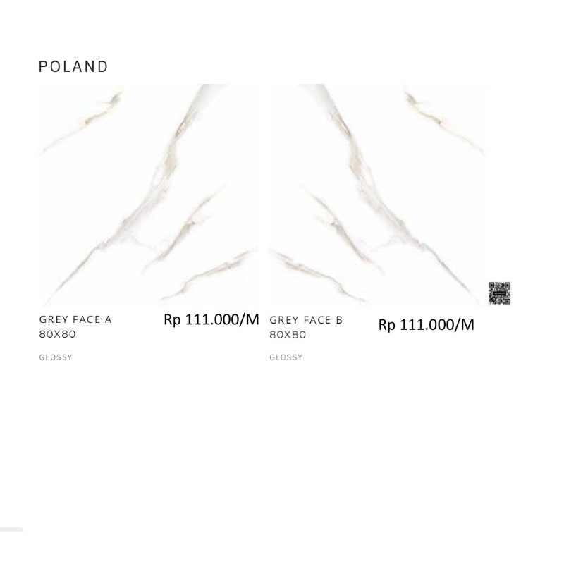 Granit Glossy Motif Marbel Putih Abu Poland Ukuran 80x80 By Platinum/Granit Kualitas 1 Grade A/Grani