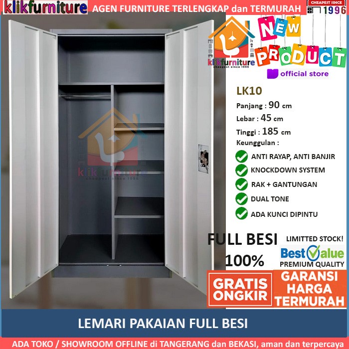 LEMARI PAKAIAN FULL BESI 2 PINTU LK10