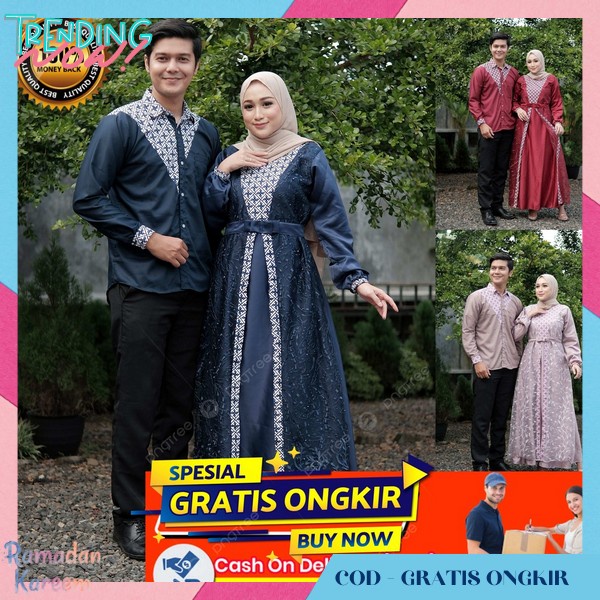 Gamis Couplean Syar'I Gamis Lebaran Cauple Ramadhan Kapel Muslim Maxi Dres Sarimbit Modern Murah Baj