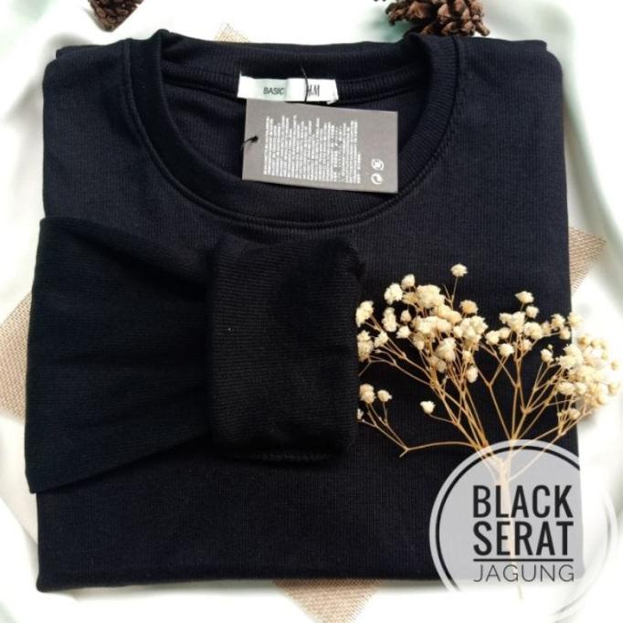 Paling Laris Kaos Rib / Kaos Lengan Panjang / Kaos Wanita - Hitam -- L