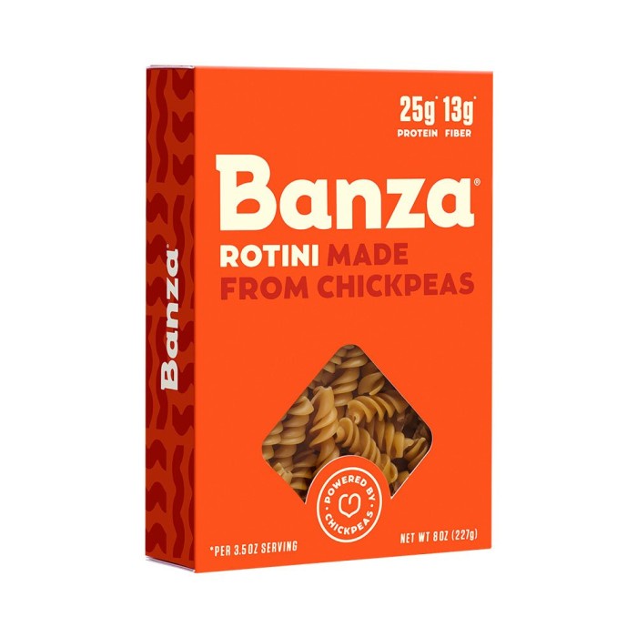 

Banza Chickpea Pasta Rotini 227 gram High Protein Low Glycemic Vegan