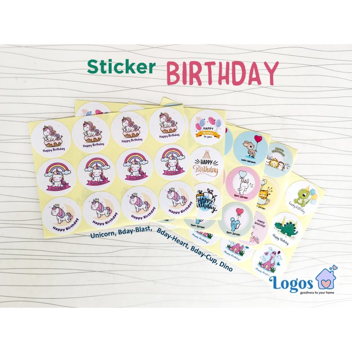 

TERLARIS Sticker birthday stiker bulat ulang tahun kado bingkisan hadiah ultah