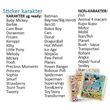 

TERLARIS Sticker Karakter Kartun Disney Marvel Hasbro Stiker Anak murah meriah