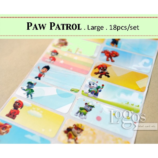 

TERLARIS Paw Patrol LARGE. Stiker label nama Marshall Chase Rocky Ryder Everest