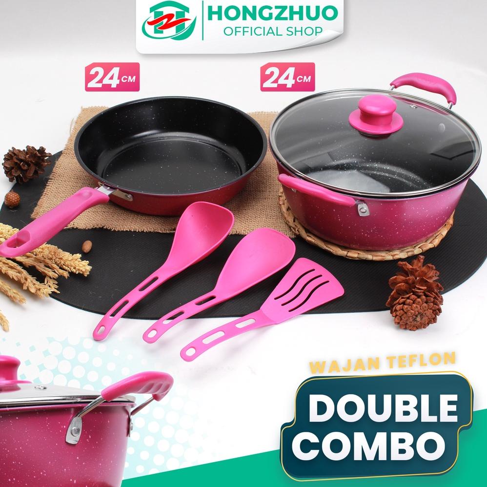 PROMO Hongzhuo Panci Set Isi 6pcs Pot Series | Panci Terlengkap dengan Tutupan dan Spatula