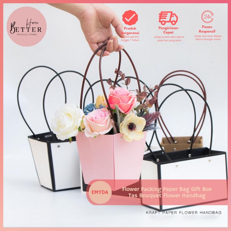 

Ready!!!(COD) Better Home - Flower Packing Paper Bag Gift Box Tas Bouquet Flower Handbag EMYDA