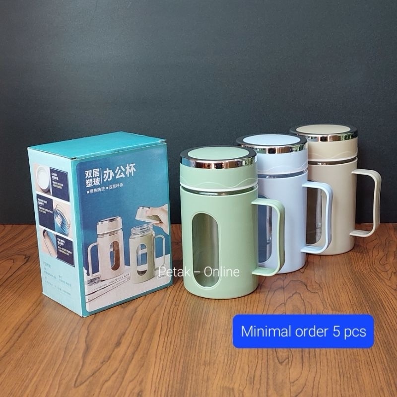 (WARNA SOFT) GELAS GAGANG  500ml GELAS SHEL SOFT NON BOX