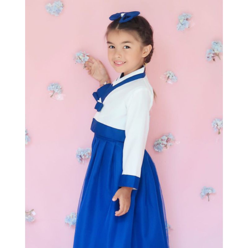 [SYAR'I TILL JANNAH] Gamis Anak Korea Model Hanbok Warna Biru Elektrik
