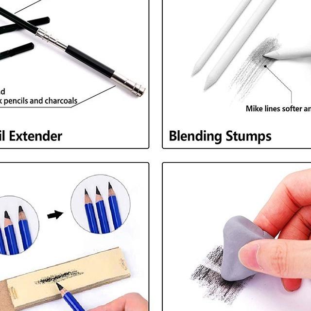 

35Pcs/Set Sketch Cil Pisau Ghapus Dan Sil Gambar Untuk Keperluan Sekolah Cil Drawing Set