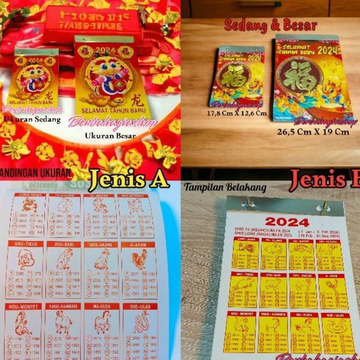 

Papan Tatakan Dan Kalender Sobek Cina Lokal Ukuran Sedang Tahun 2024 Shio Naga Terbaru / Calender Tanggalan Chinese Cina Jawa Arab Size Medium Indonesia