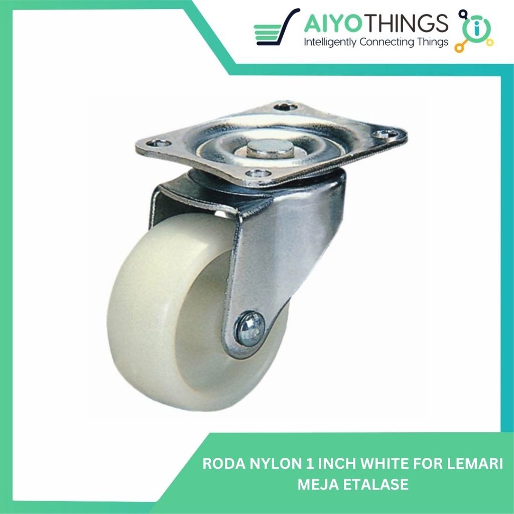 Roda Nylon 1 Inch White For Lemari Meja Etalase