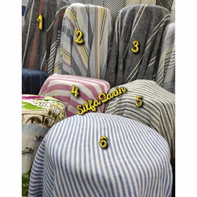 New!! Kain Katun Linen Salur ~ Bahan Cotton Linen Motif Salur