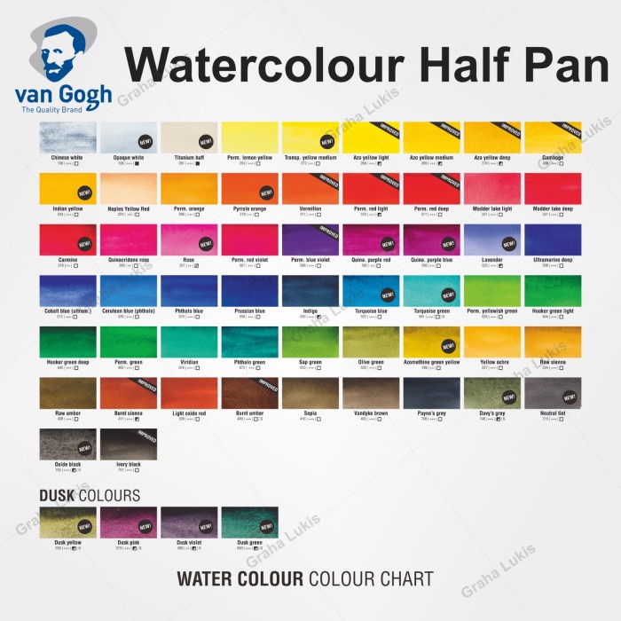 

VAN GOGH WATERCOLOUR HALF PAN - SATUAN - VARIAN 1 ORIGINAL TERBARU