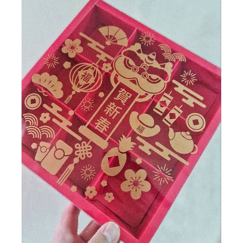 

5 pcs dus box fruitpie brownies motif imlek merah sekat 9 uk 7.3 cm