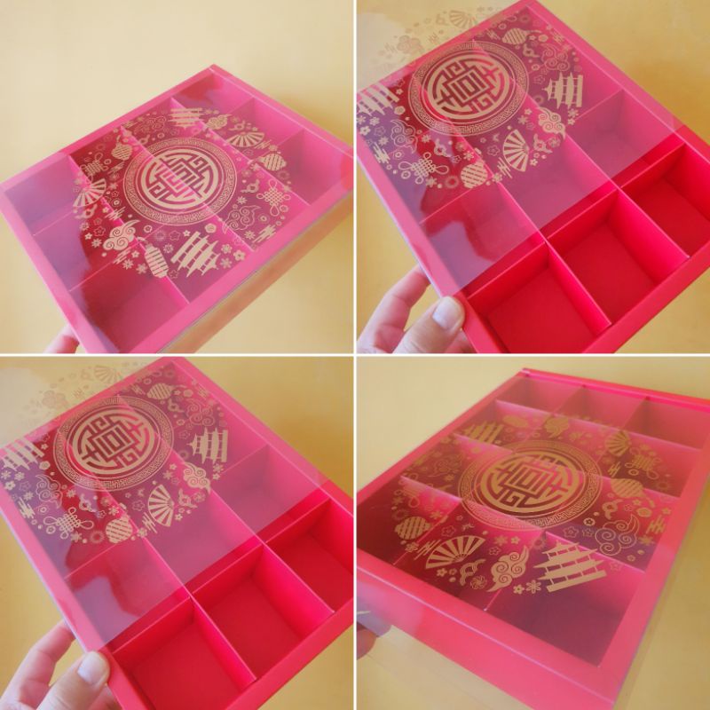 

5 pcs dus box eggtart motif imlek warna merah sekat 12 size 6 cm