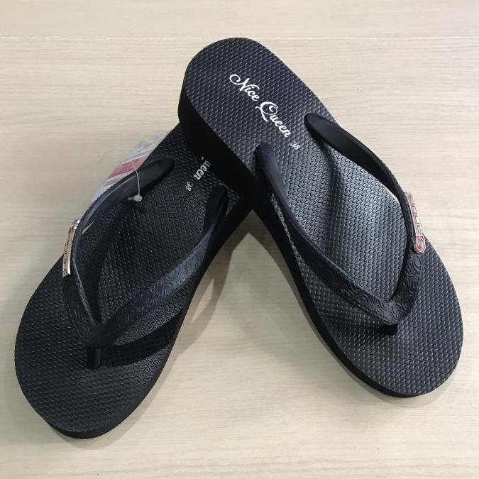 Sandal Jepit Wedges Wanita Ando-Sendal Tinggi Nice Queen