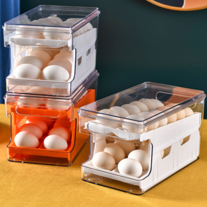 Promo Rak Telur Susun Laci Kotak Telur Tingkat Isi 24 Telur Premium Egg Box