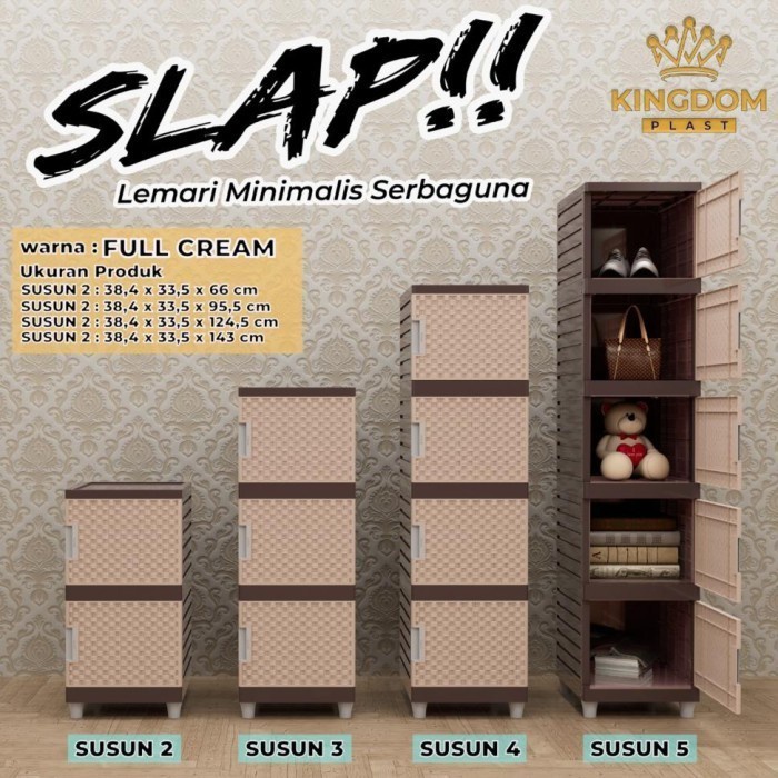 LEMARI PLASTIK KINGDOM SLAP SUSUN 2 TINGKAT LACI KUNCI KABINET DRAWER