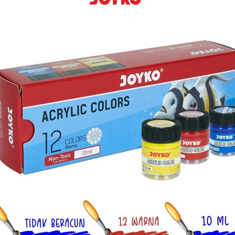 

Acrylic Color Set Cat Aklirik Joyko 12Warna Acc-10Ml/Cat Lukis Aklirik