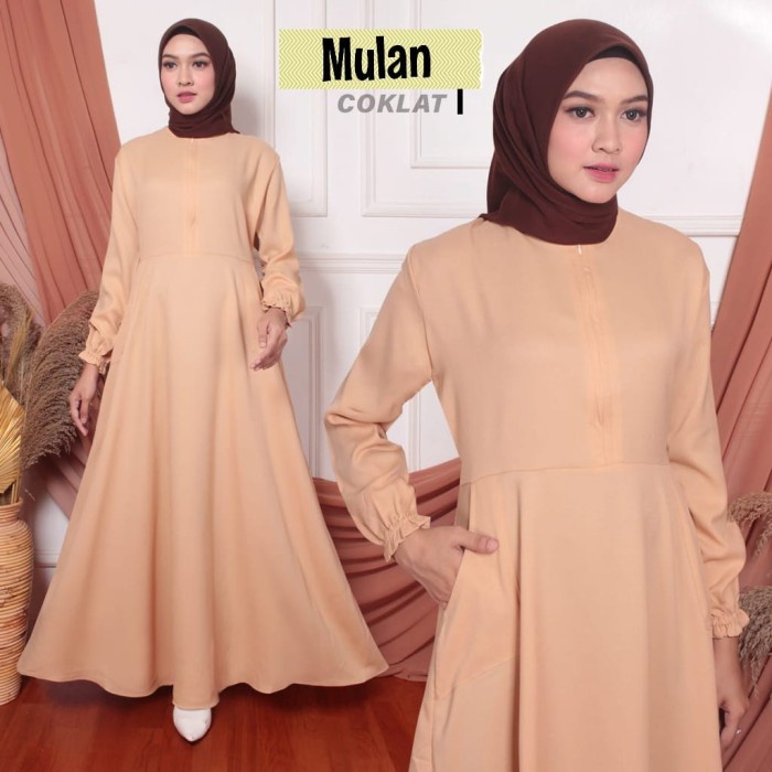 Dress Gamis Wulan Busui Jumbo Xl Warna Polos Coksu Coklat Susu Ready