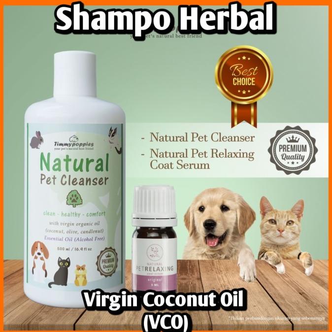 

Shampoo anjing kucing herbal timmy poppies virgin coconut oil VCO