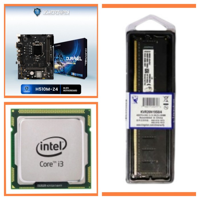PAKET MOBO VURRION H510 + I3 10105F + RAM 8GB FREE HSF