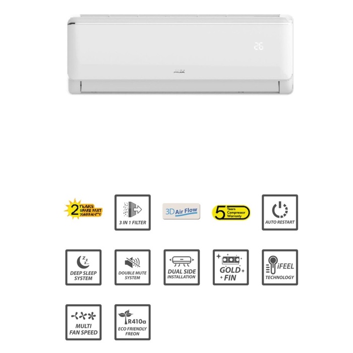 Aux Ac Split Low Watt 1 Pk Asw-9B4Ffr3 Termasuk Pasang Ready
