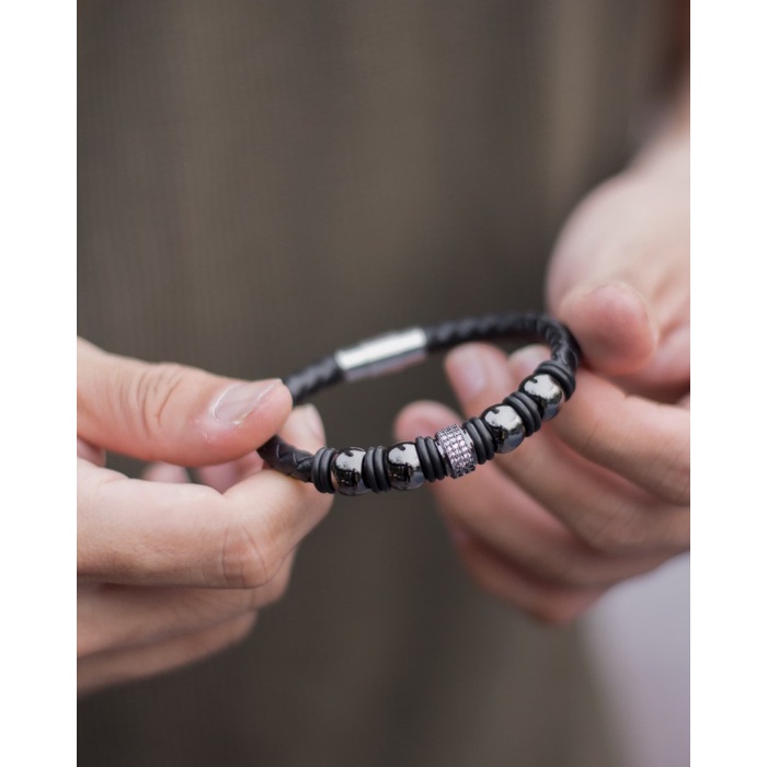 Gelang - Gelang Pria/ Gelang Cowo / Gelang Kulit Pria / Gelang Stainless Lucan