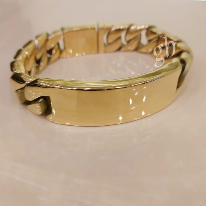Gelang - Gelang Titanium Pria Gold Polos Mewah