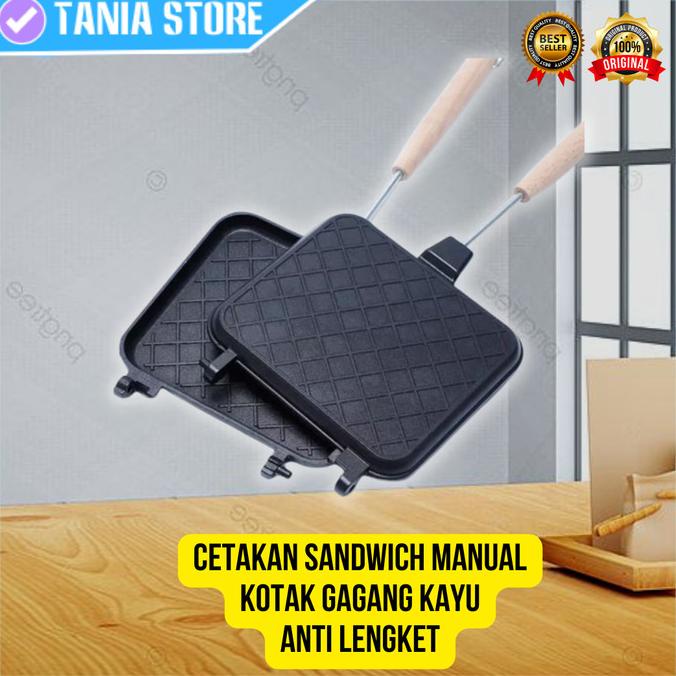 Cetakan Pemanggang Roti Sandwich Manual Maker Kotak Toaster Pan Kompor