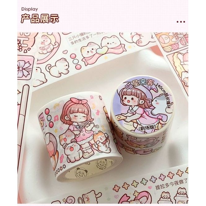 

50cm stiker washitape telado meow star visitor