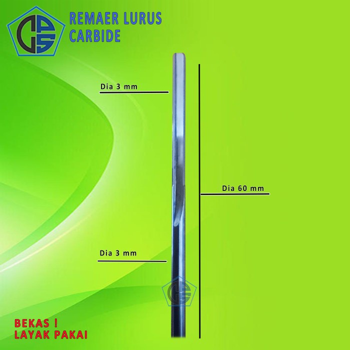 Reamer 3x3x60mm Carbide Reamer Lurus Dia 3 mm Panjang Total 6mm