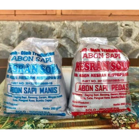 

Abon Sapi Mesran Solo Manis / Pedas 250G