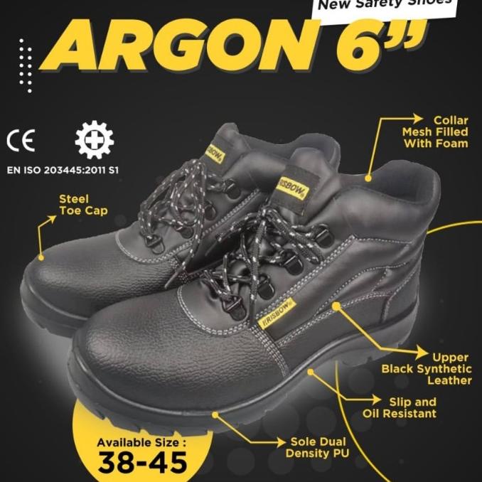Krisbow Sepatu Safety Shoes Argon 6 Inchi Tinggi Blackenatural