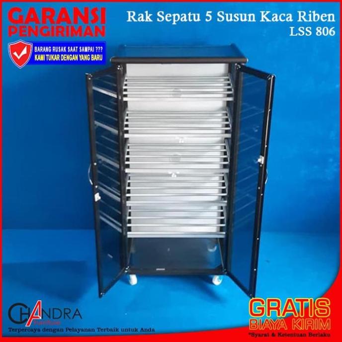 Terbaru Lemari / Rak Sepatu / Tempat Sandal Aluminium 6 Susun Kaca Bunny.Nini