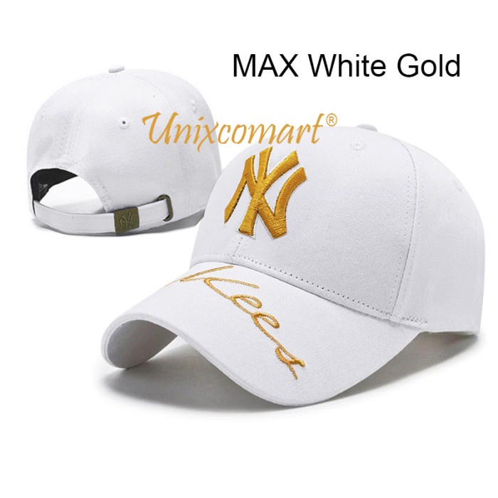 topi pria Topi Baseball NY LUCA Hat Cap New York Casual Sports Fashion - MAX White Gold(O1U2) topi p