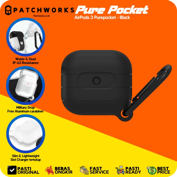 Patchworks AirPods 3 Purepocket Black Softcase Anti Crack Slim Armor