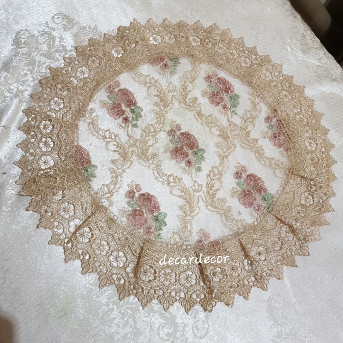 Taplak Meja Sarung Bantal Kursi Sofa Nakas Vas Bulat Makan Bordir