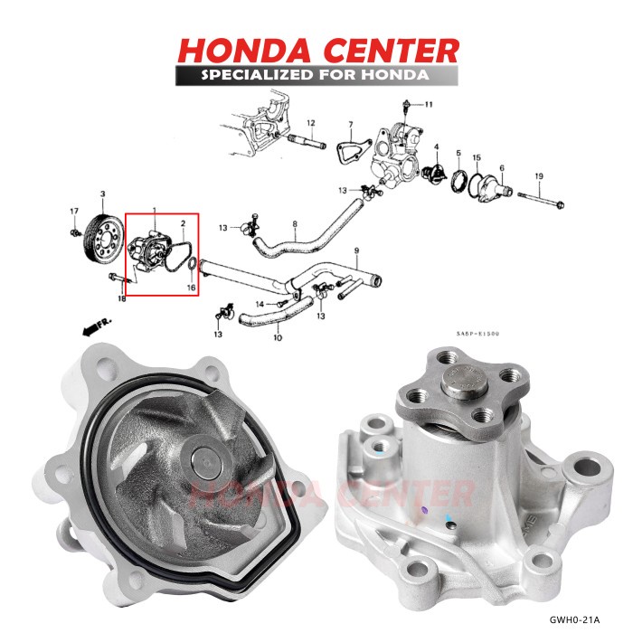 Water pump pompa air mesin mobil honda accord 1984 1985 JAPAN