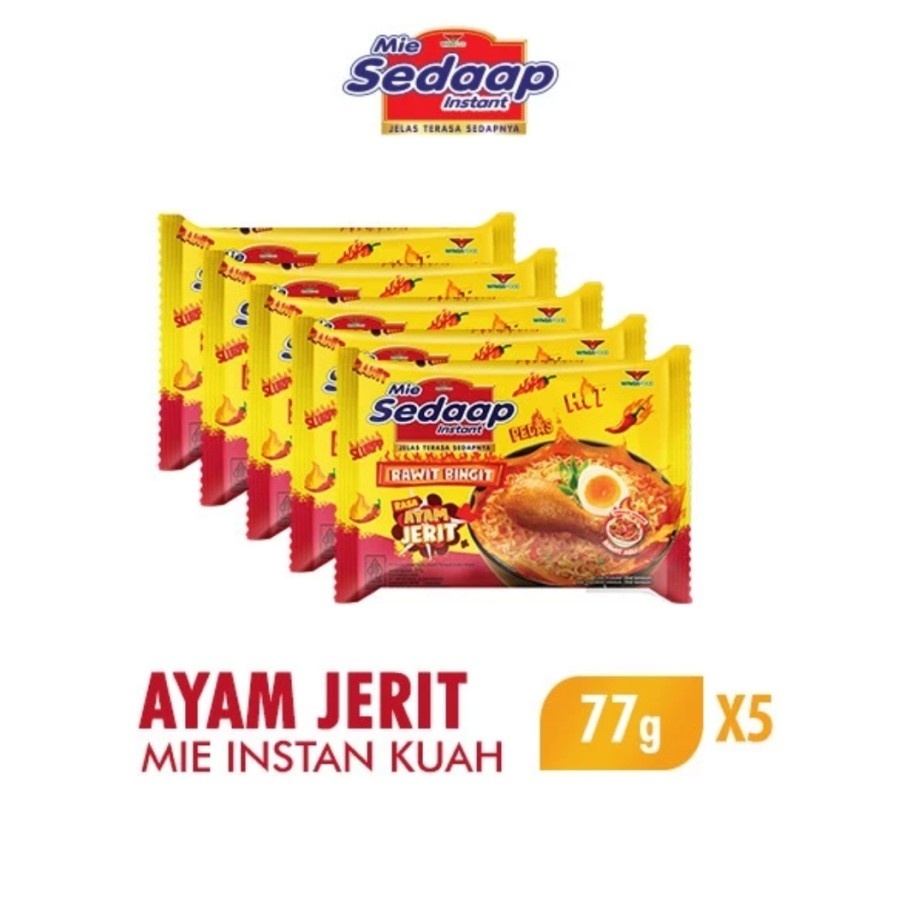 

Mie Sedaap Kuah Rasa Ayam Jerit Pedas Bingit Kemasan 75 gram 5 Pcs