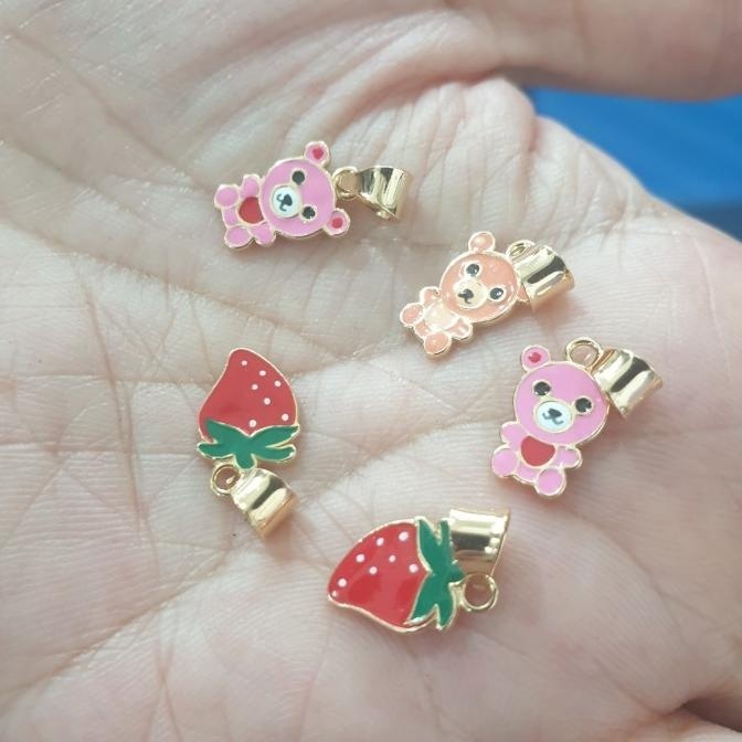 READY STOCK LIONTIN BANDUL KALUNG ANAK BONEKA KARAKTER STROBERI EMAS ASLI 375 8K 